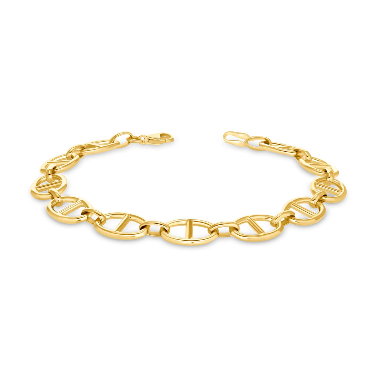 14K Gold Flat Oval Link Chain Bracelet Bracelet ABGBR-109-G  - Abtin & Co.