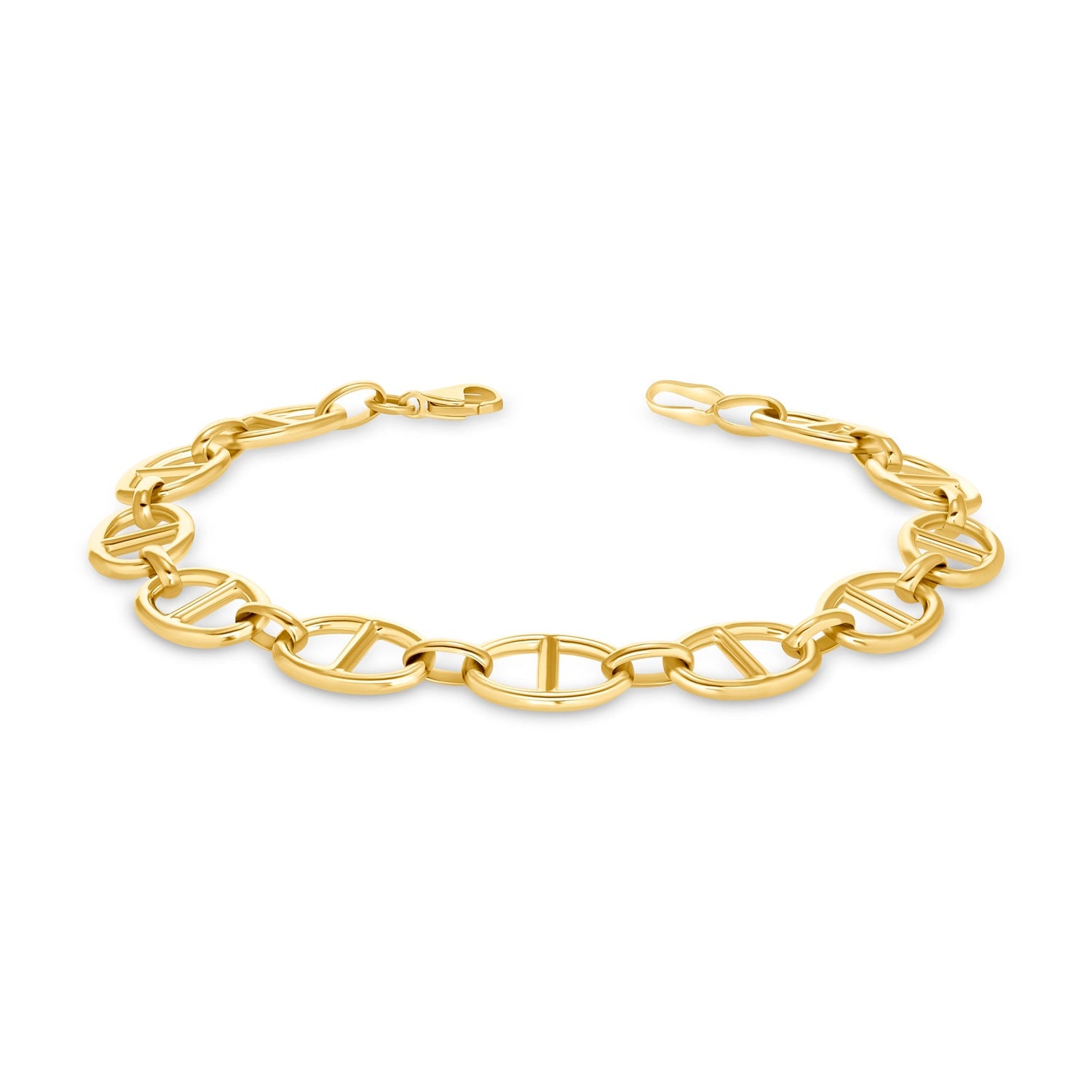 14K Gold Flat Oval Link Chain Bracelet Bracelet ABGBR-109-G  - Abtin & Co.