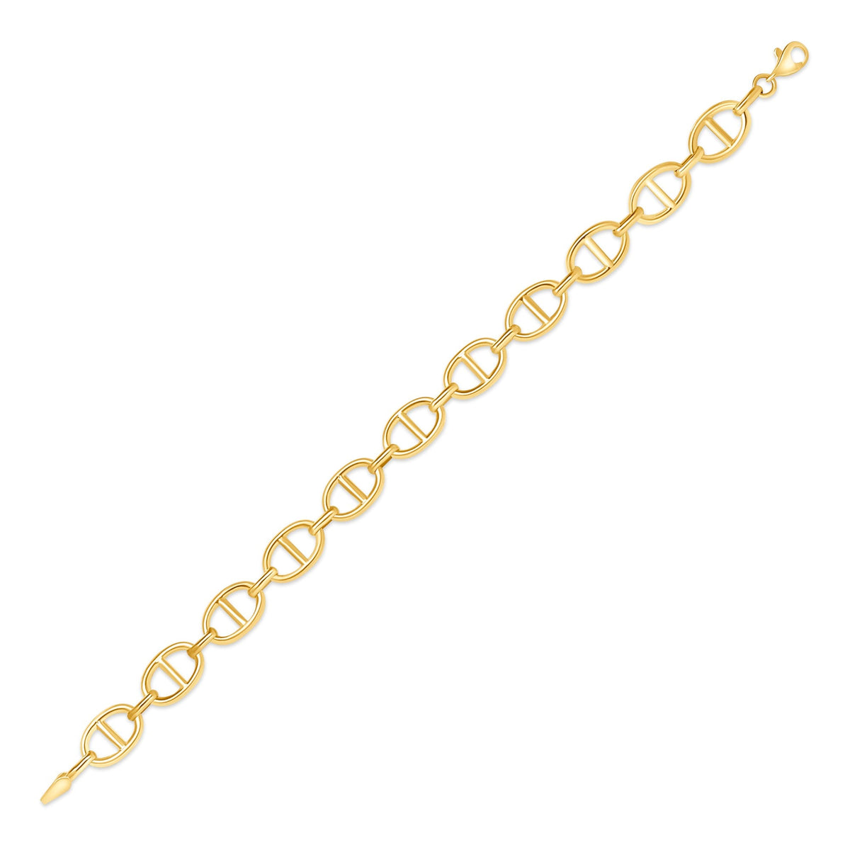 14K Gold Flat Oval Link Chain Bracelet Bracelet ABGBR-109-G  - Abtin & Co.