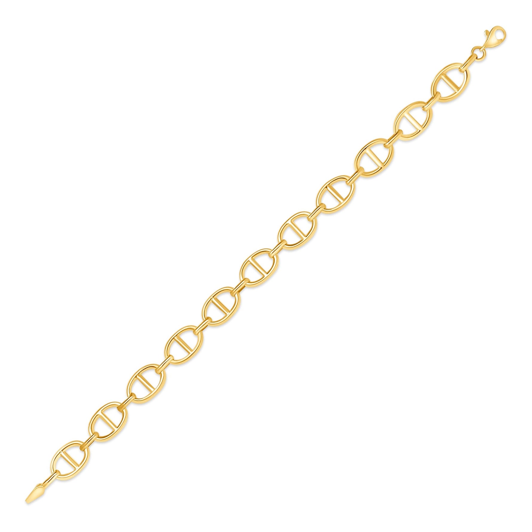 14K Gold Flat Oval Link Chain Bracelet Bracelet ABGBR-109-G  - Abtin & Co.