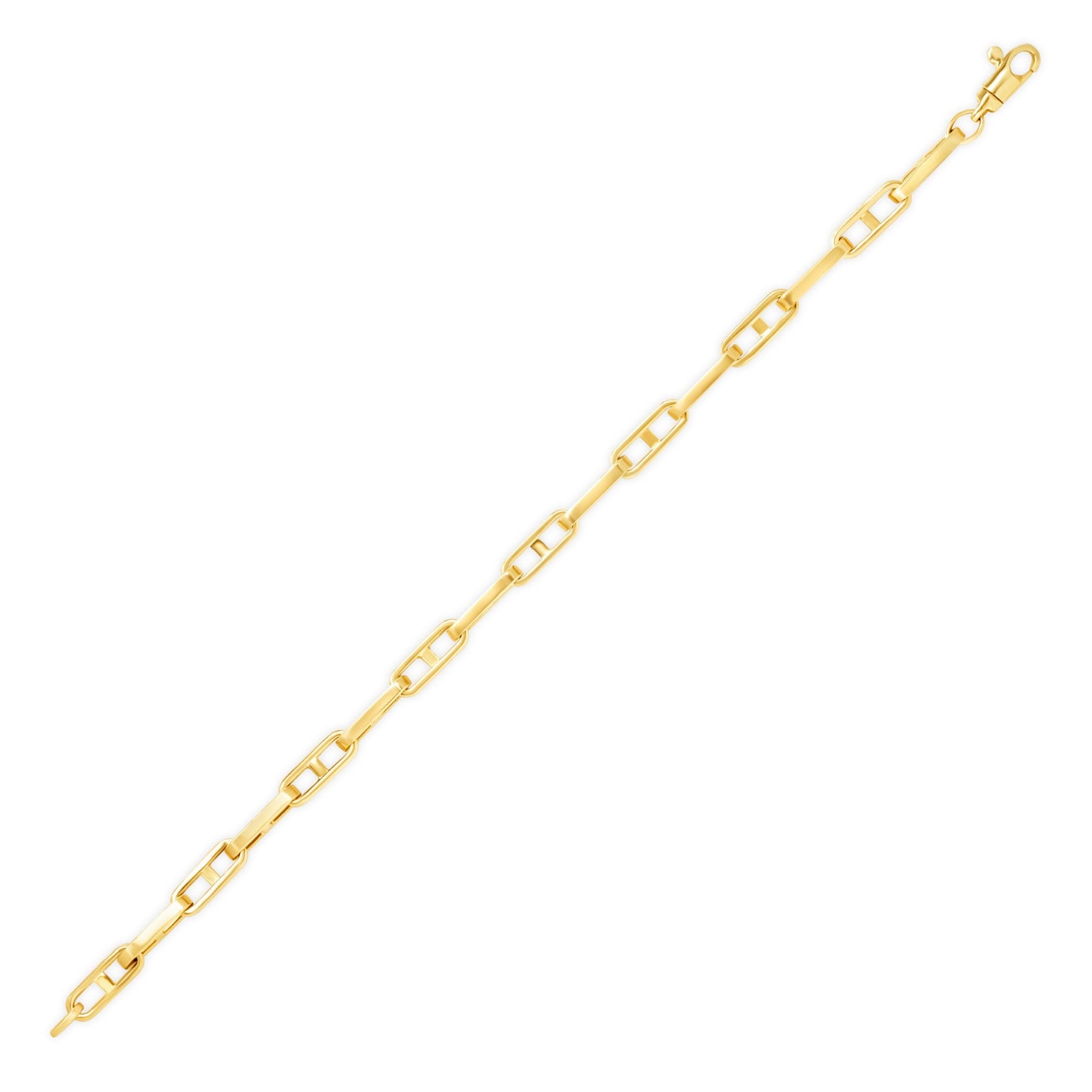 14K Gold Flat Paper Clip Bracelet Bracelet   - Abtin & Co.