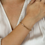 14K Gold Flat Paper Clip Bracelet Bracelet   - Abtin & Co.