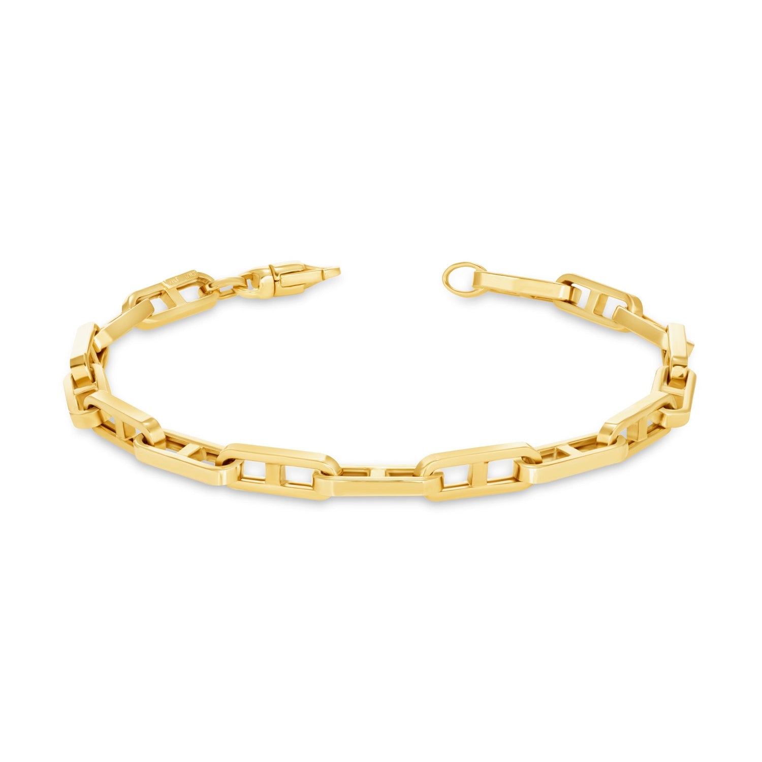 14K Gold Flat Paper Clip Bracelet Bracelet   - Abtin & Co.