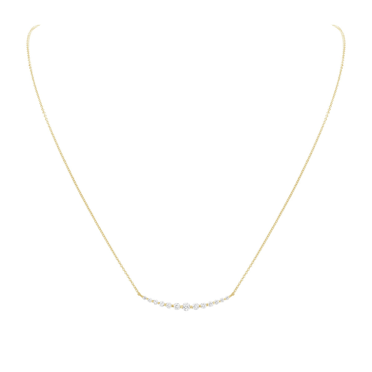14K Gold Floating Diamond Smile Pendant Necklace ABP-219.2-D-1  - Abtin & Co.