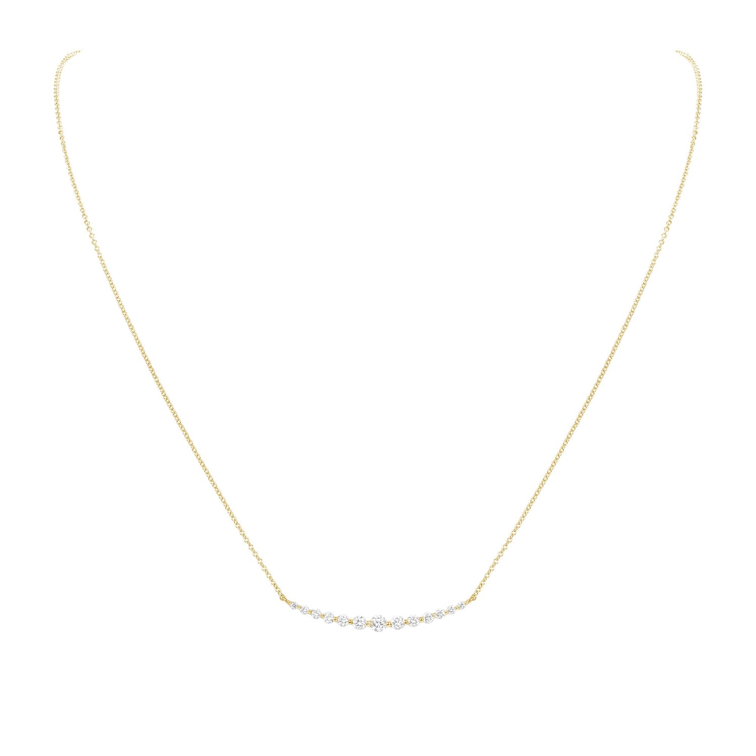 14K Gold Floating Diamond Smile Pendant Necklace ABP-219.2-D-1  - Abtin & Co.