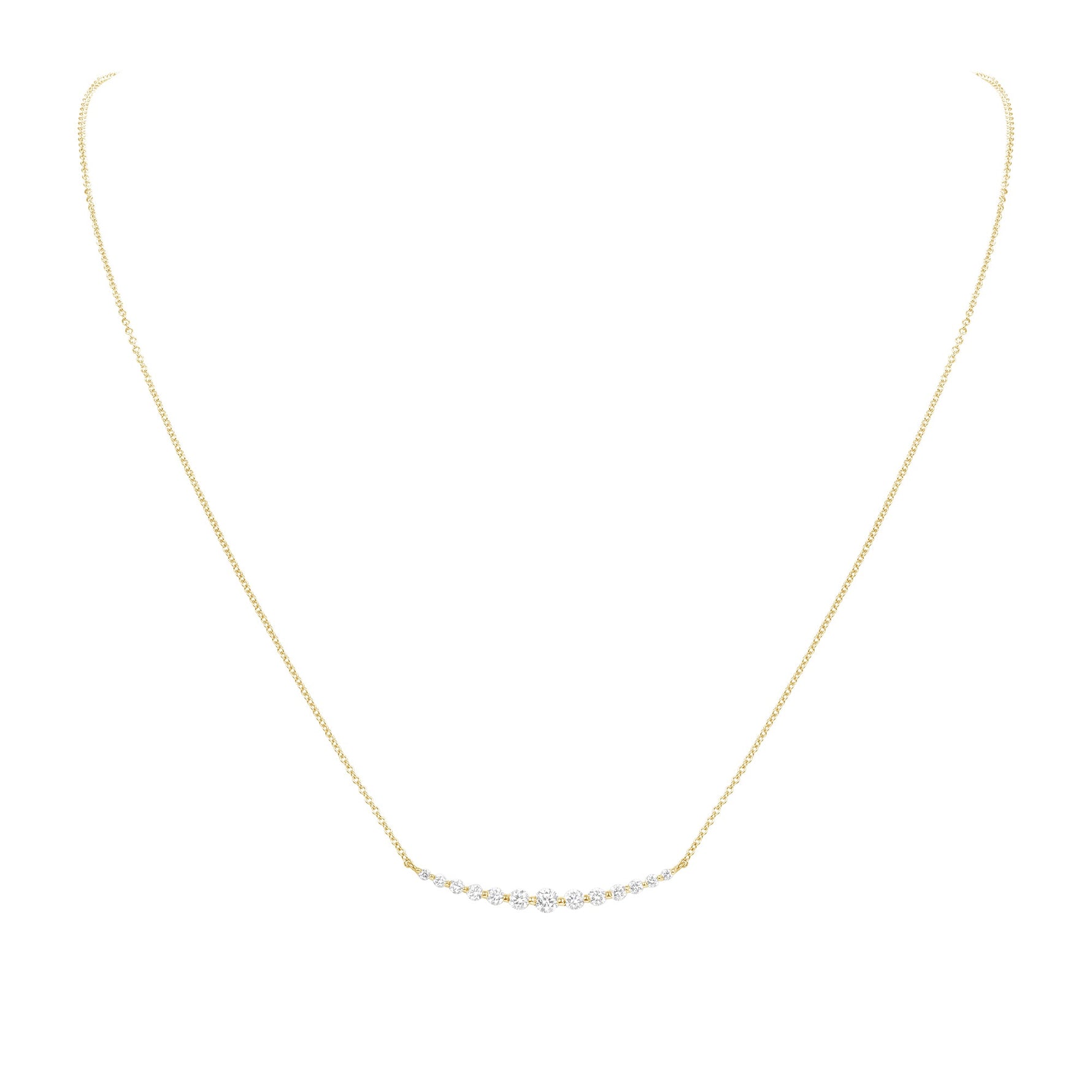 14K Gold Floating Diamond Smile Pendant Necklace ABP-219.2-D-1  - Abtin & Co.