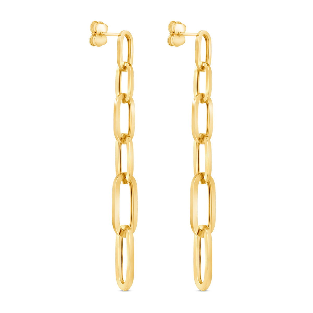 14K Gold Graduated Chain-link Drop Earrings Earring   - Abtin & Co.