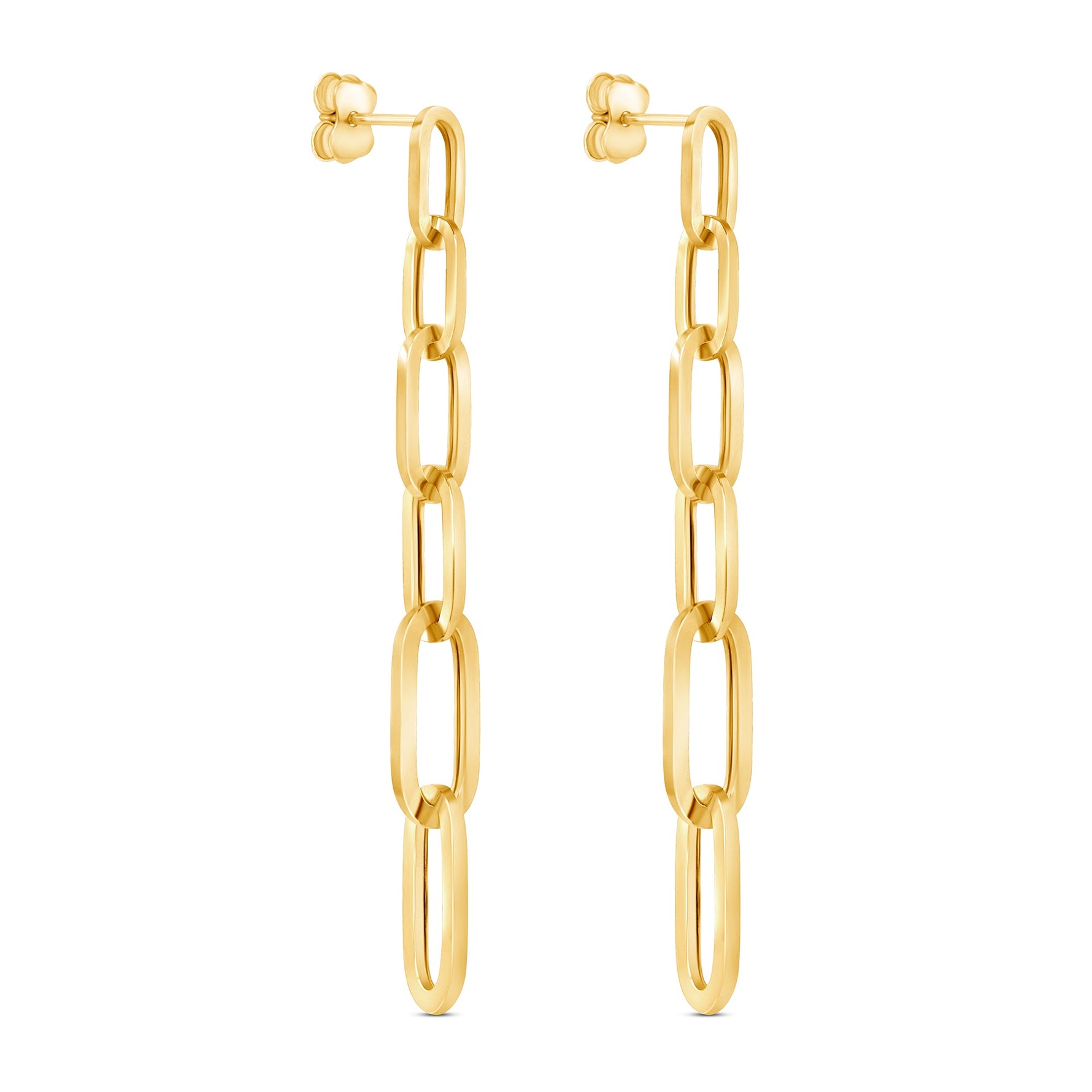 14K Gold Graduated Chain-link Drop Earrings Earring   - Abtin & Co.