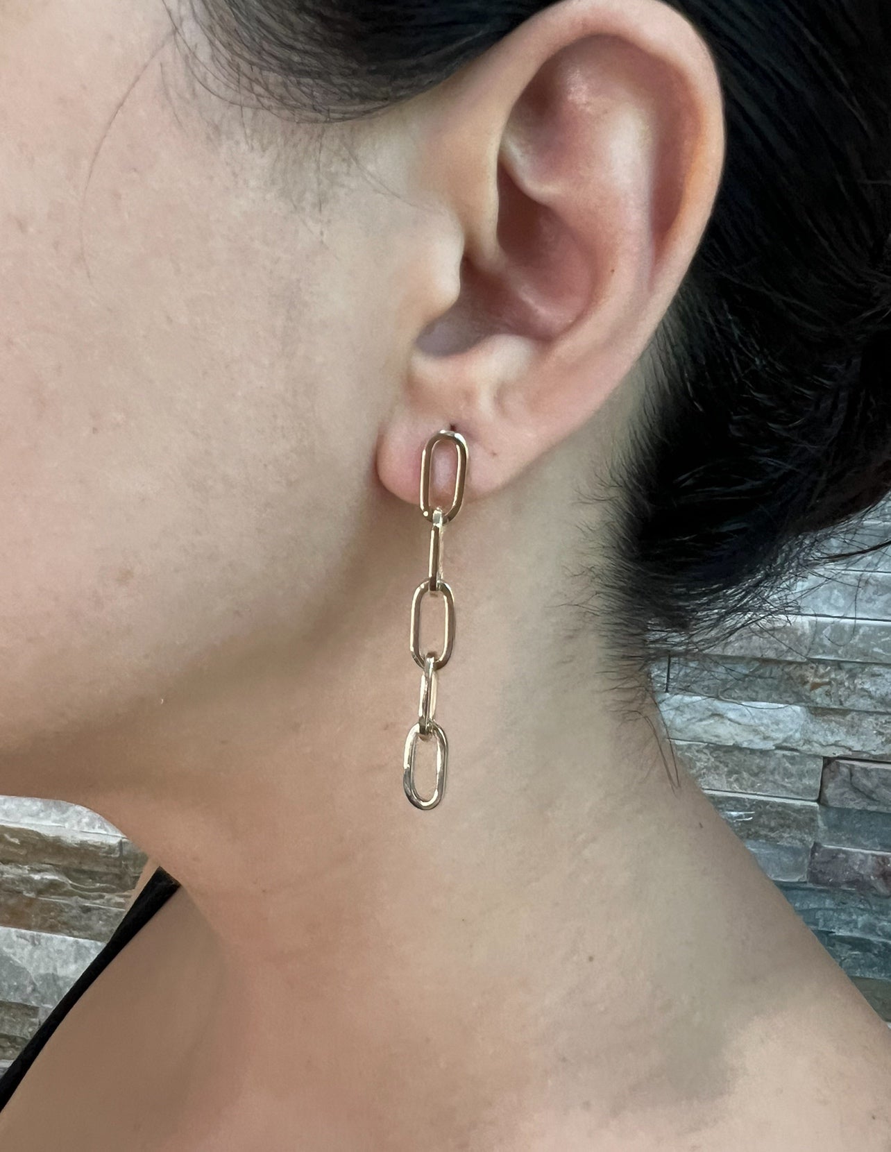 14K Gold Graduated Chain-link Drop Earrings Earring   - Abtin & Co.