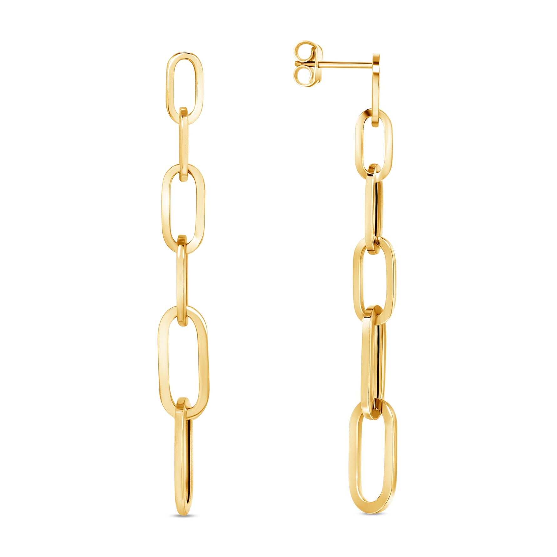 14K Gold Graduated Chain-link Drop Earrings Earring   - Abtin & Co.