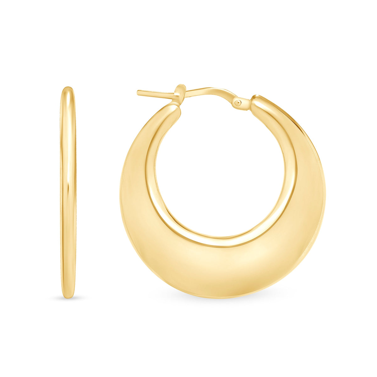 14K Gold Graduating Hoop Earrings Earring ABGE-128-G  - Abtin & Co.