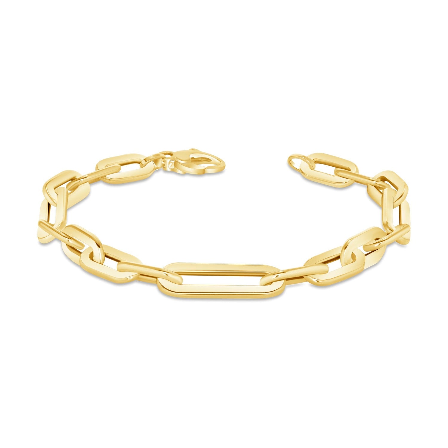 14K Gold Grand Flat Paper Clip Bracelet Bracelet ABGBR-108-G  - Abtin & Co.
