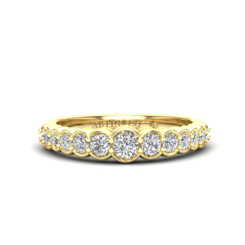 14K Gold Half-Bezel Diamond Ring Wedding Band Ring ABB-618-D  - Abtin & Co.