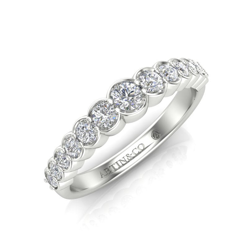14K Gold Half-Bezel Diamond Ring Wedding Band Ring ABB-618-D  - Abtin & Co.