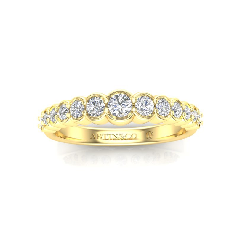14K Gold Half-Bezel Diamond Ring Wedding Band Ring ABB-618-D  - Abtin & Co.