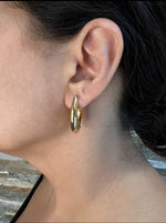 14K Gold Hallow U Hoop Earrings Earring ABGE-120-G  - Abtin & Co.