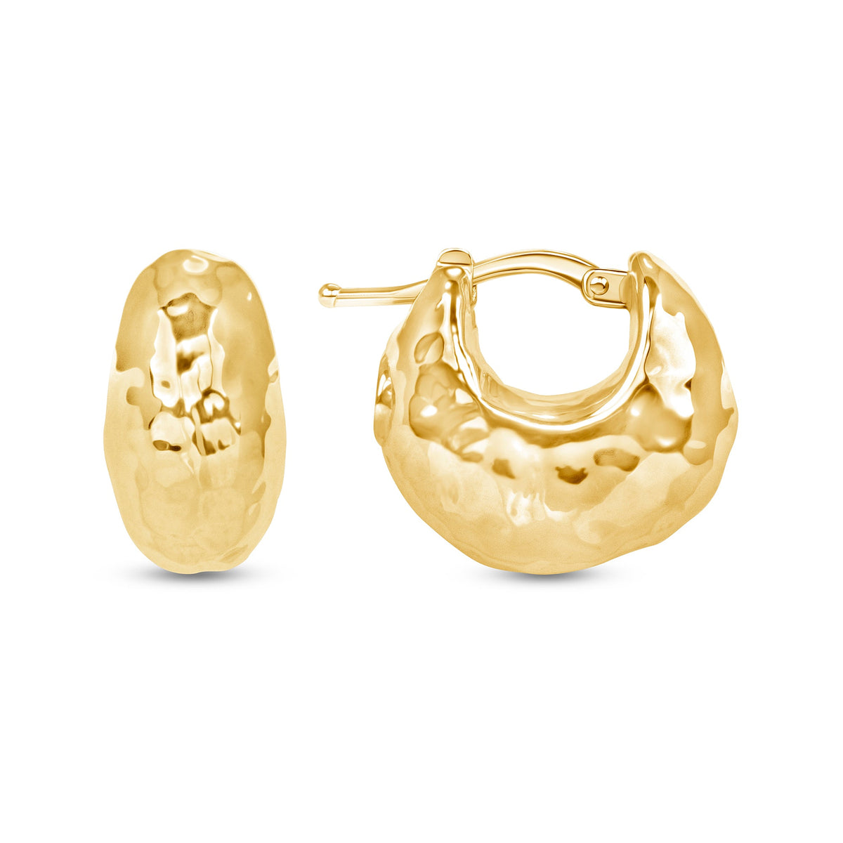 14K Gold Hammered Huggie Earrings Earring ABGE-105.1-G  - Abtin & Co.