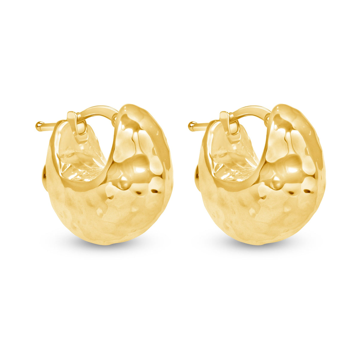 14K Gold Hammered Huggie Earrings Earring ABGE-105.1-G  - Abtin & Co.