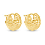 14K Gold Hammered Huggie Earrings Earring ABGE-105.1-G  - Abtin & Co.