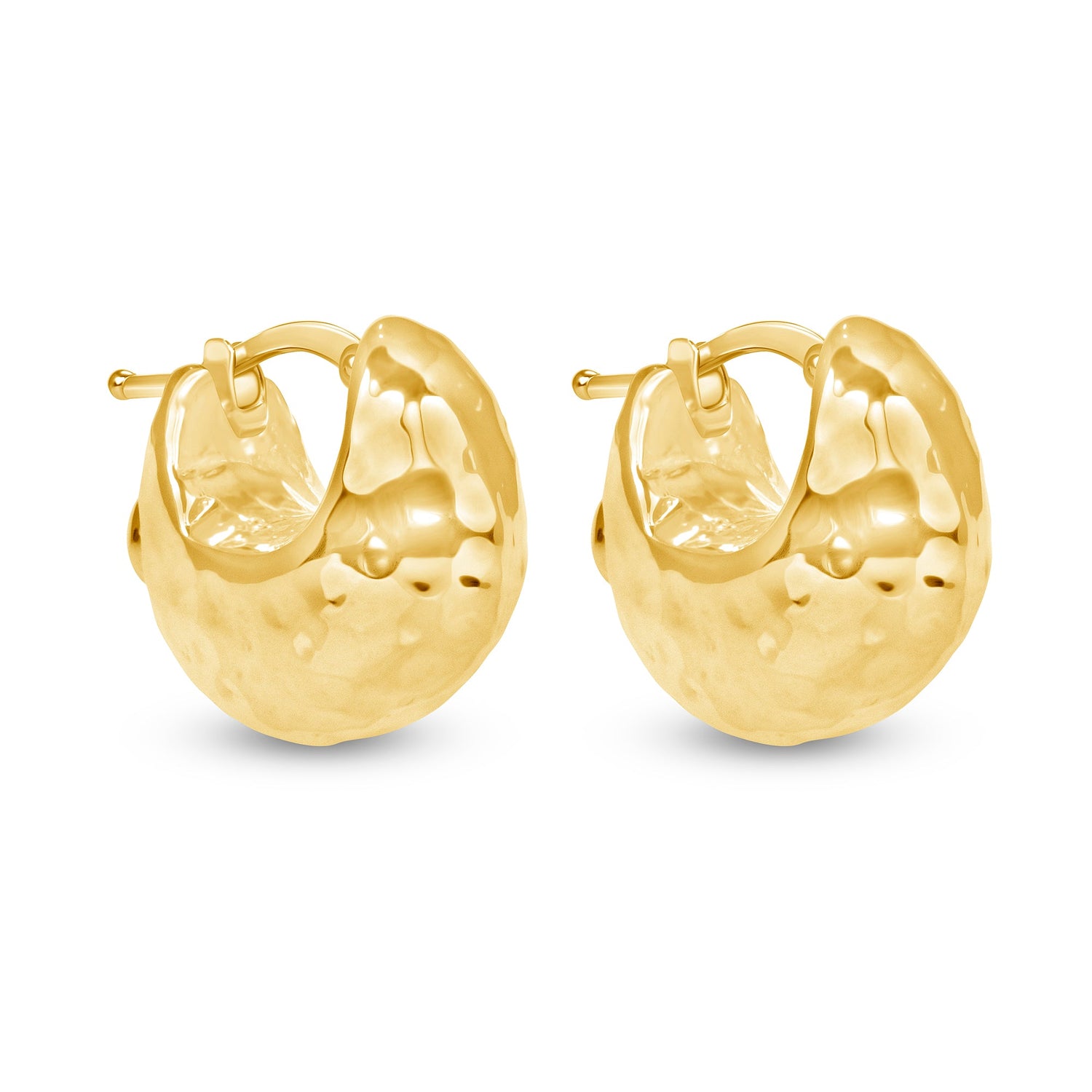 14K Gold Hammered Huggie Earrings Earring ABGE-105.1-G  - Abtin & Co.