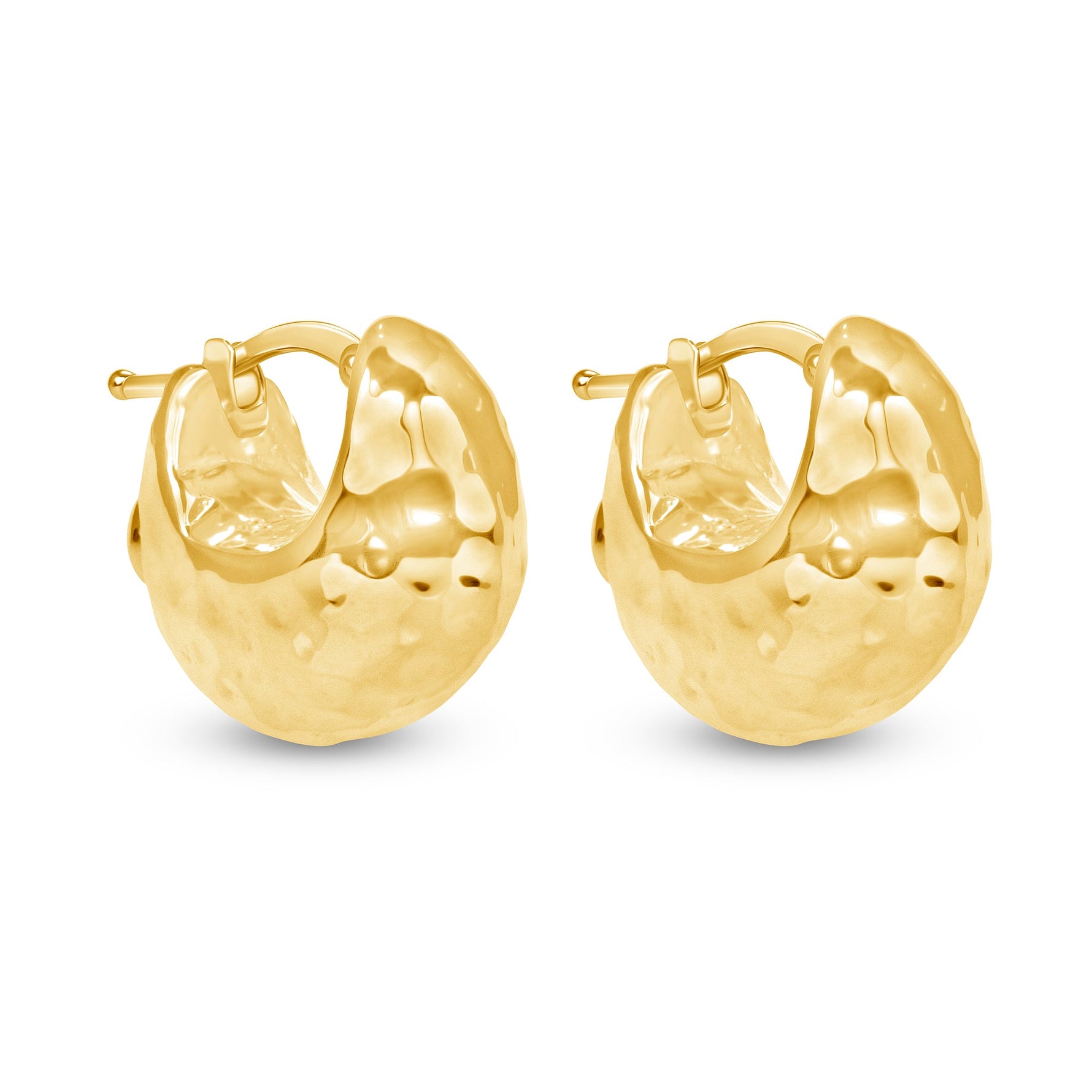14K Gold Hammered Huggie Earrings Earring ABGE-105.1-G  - Abtin & Co.