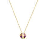 14k Gold Hexagon Diamond & Amethyst Necklace Pendant ABP-166V1Y-AMD  - Abtin & Co.