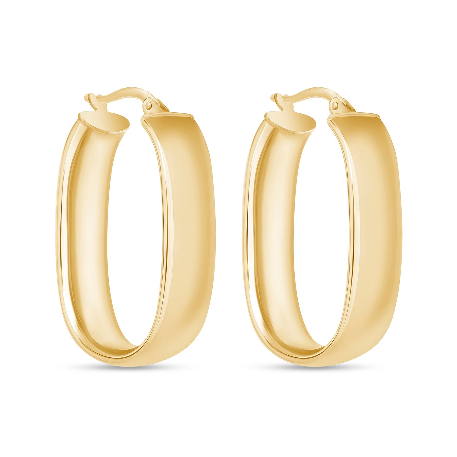 14K Gold High Polish Wide Hoop Earrings Earring ABGE-131-G  - Abtin & Co.