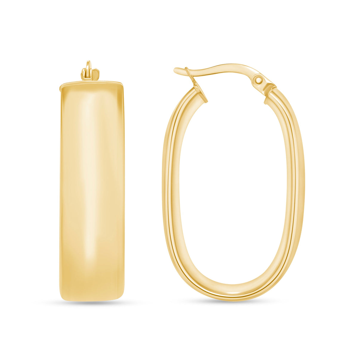 14K Gold High Polish Wide Hoop Earrings Earring ABGE-131-G  - Abtin & Co.