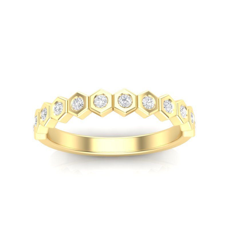 14k Gold Honeycomb Diamond stackable Ring Wedding Band Ring ABB-170.1-D  - Abtin & Co.