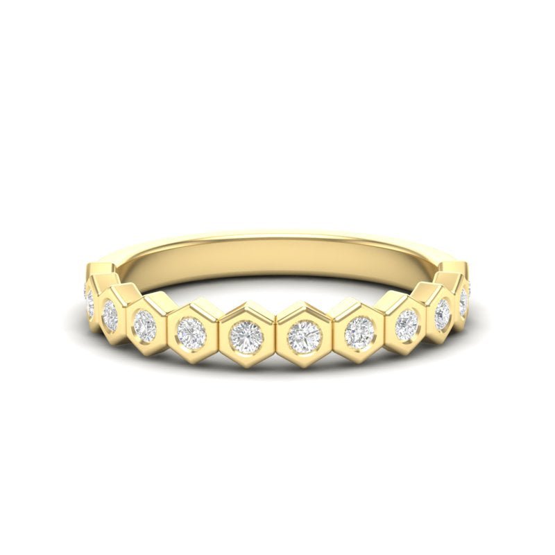 14k Gold Honeycomb Diamond stackable Ring Wedding Band Ring ABB-170.1-D  - Abtin & Co.
