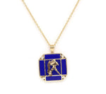 14K Gold Lapis & Diamond Aquarius Horoscope Square Pendant Necklace Pendant ALP-226Y-AQU.ON  - Abtin & Co.
