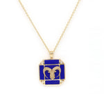 14K Gold Lapis & Diamond Aries Horoscope Square Pendant Necklace Pendant ALP-226Y-ARI.ON  - Abtin & Co.