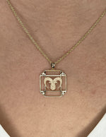 14K Gold Lapis & Diamond Aries Horoscope Square Pendant Necklace Pendant ALP-226Y-ARI.ON  - Abtin & Co.