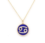 14K Gold Lapis & Diamond Cancer Zodiac Medallion Medallion ALP-227Y-CAN.LP  - Abtin & Co.