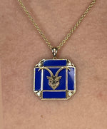14K Gold Lapis & Diamond Capricorn Horoscope Square Pendant Necklace Pendant ALP-226Y-CAP.LP  - Abtin & Co.