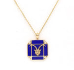 14K Gold Lapis & Diamond Capricorn Horoscope Square Pendant Necklace Pendant ALP-226Y-CAP.LP  - Abtin & Co.
