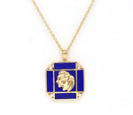14K Gold Lapis & Diamond Gemini Horoscope Square Pendant Necklace Pendant ALP-226Y-GEM.LP  - Abtin & Co.