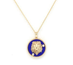 14K Gold Lapis & Diamond Leo Horoscope Medallion Medallion ALP-225Y-LEO.LP  - Abtin & Co.