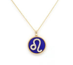 14K Gold Lapis & Diamond Leo Zodiac Medallion Medallion ALP-227Y-LEO.LP  - Abtin & Co.