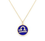 14K Gold Lapis & Diamond Libra Zodiac Medallion Medallion ALP-227Y-LIB.LP  - Abtin & Co.