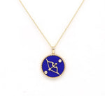 14K Gold Lapis & Diamond Sagittarius Horoscope Medallion Medallion ALP-225Y-SAG.LP  - Abtin & Co.