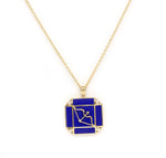 14K Gold Lapis & Diamond Sagittarius Horoscope Square Pendant Necklace Pendant ALP-226Y-SAG.LP  - Abtin & Co.