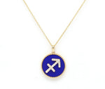 14K Gold Lapis & Diamond Sagittarius Zodiac Medallion Medallion ALP-227Y-SAG.LP  - Abtin & Co.