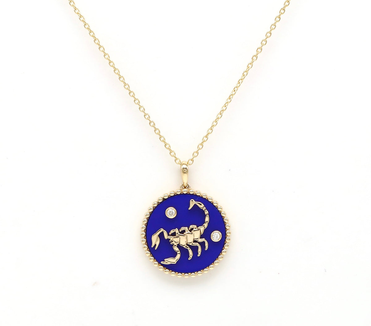 14K Gold Lapis & Diamond Scorpio Horoscope Medallion Medallion ALP-225Y-SCO.LP  - Abtin & Co.
