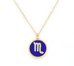 14K Gold Lapis & Diamond Scorpio Zodiac Medallion Medallion ALP-227Y-SCO.LP  - Abtin & Co.