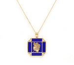 14K Gold Lapis & Diamond Virgo Horoscope Square Pendant Necklace Pendant ALP-226V1-VIR.LP  - Abtin & Co.