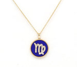 14K Gold Lapis & Diamond Virgo Zodiac Medallion Medallion ALP-227Y-VIR.LP  - Abtin & Co.