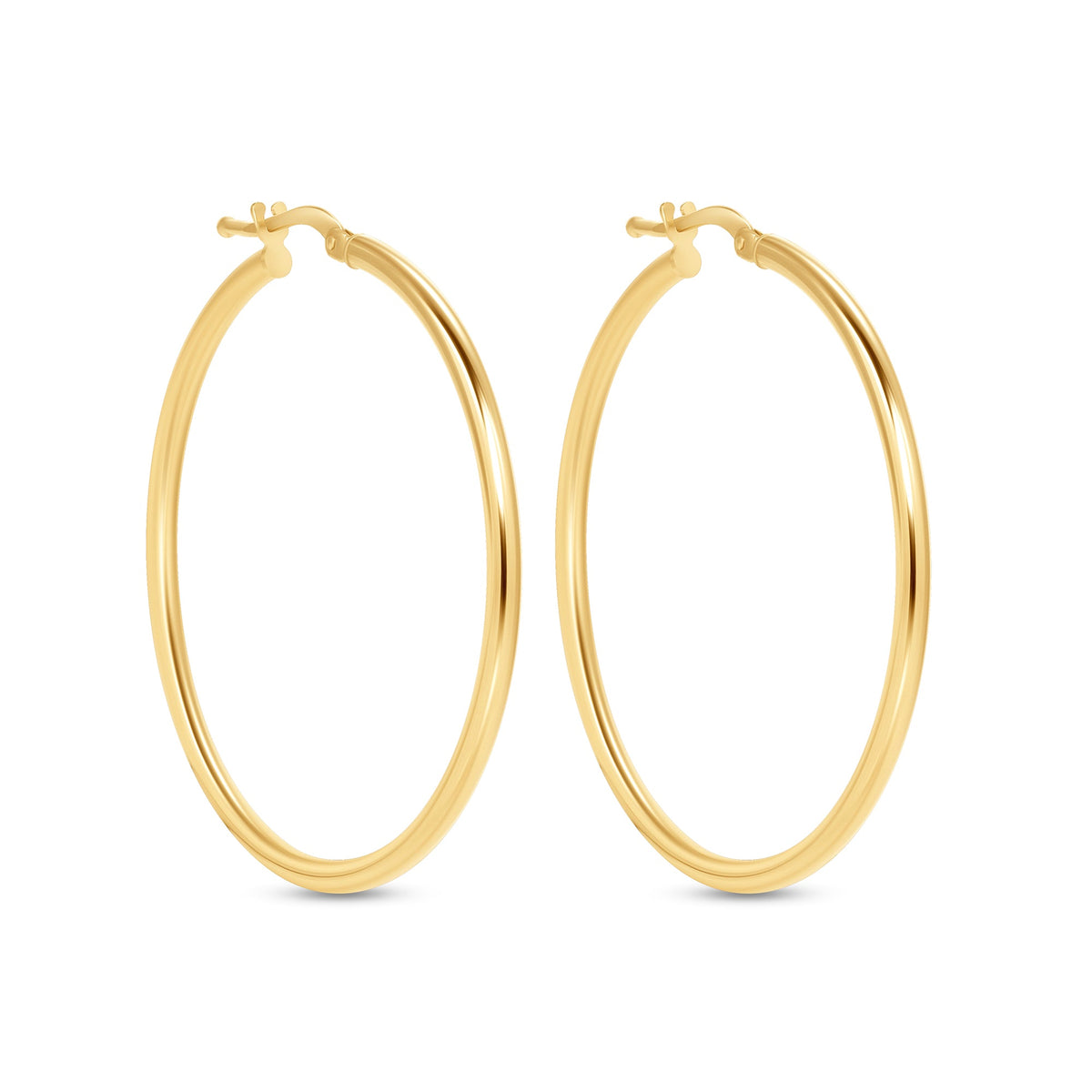 14K Gold Large Tube Hoop earrings Earring ABGE-101.3-2-G  - Abtin & Co.