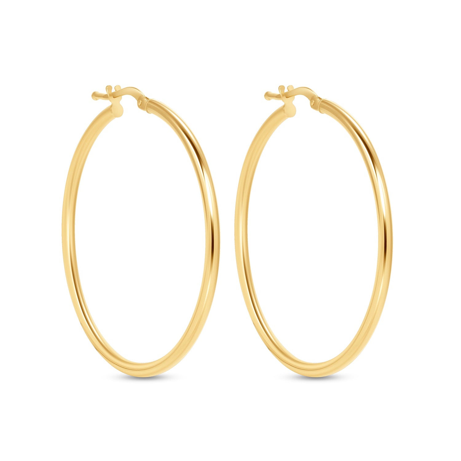 14K Gold Large Tube Hoop earrings Earring ABGE-101.3-2-G  - Abtin & Co.