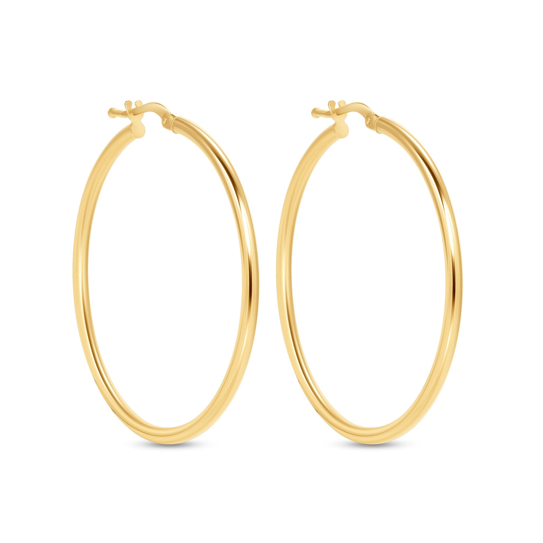 14K Gold Large Tube Hoop earrings Earring ABGE-101.3-2-G  - Abtin & Co.